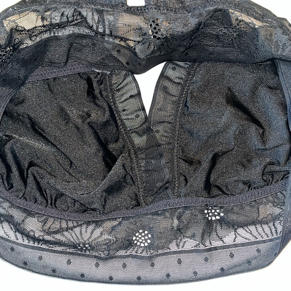 Aerie Intimates Black Floral Lace Racer Back Bralette size Medium - Picture 7 of 8